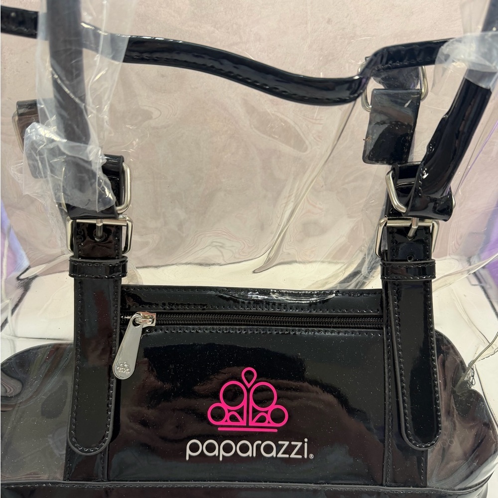 💜3/$15 Paparazzi Black and Clear Tote Bag - Picture 3 of 4